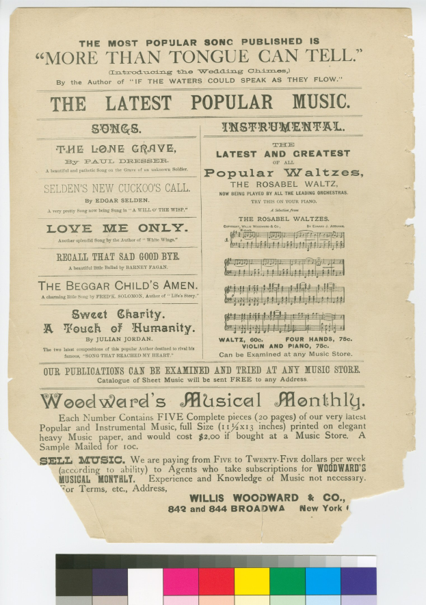 Ein Blatt Papier mit der Aufschrift "Der meistveröffentlichte Song ist mehr als Zunge kann erzählen" und Farbmustern unten.