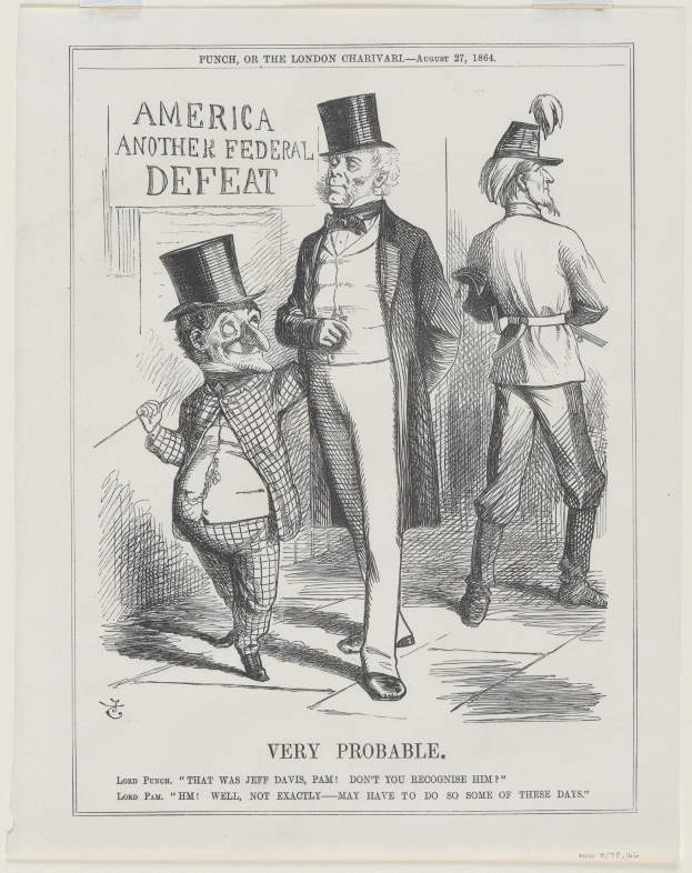 Eine Zeichnung mit drei Menschen mit Hüten und der Aufschrift "Amerika Weitere Bundesniederlage - Sehr Wahrscheinlich"