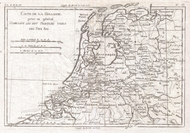 Alte Karte der Niederlande, die die Provinzen Holland und die Niederlande hervorhebt, mit handgeschriebenem Text auf altem Papier.