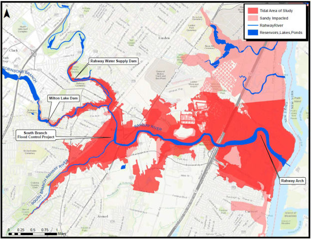 Eine Karte von New York City mit einem roten und blauen Farbschema, das die vorgeschlagenen Hochrisikogebiete anzeigt, einschließlich Textdetails zum Hochrisiko.