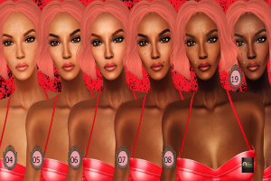 Ein animiertes Bild von mehreren Frauen, die nebeneinander stehen und ähnlich aussehen, mit Zahlen von 04 bis 08 und 19, die auf ihren Gesichtern flackern.