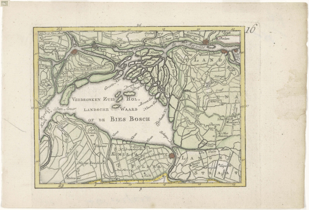 Ausführliche alte Karte von Bies Bosch, Deutschland, mit Straßen, Gebäuden und Sehenswürdigkeiten mit handgeschriebener Text.
